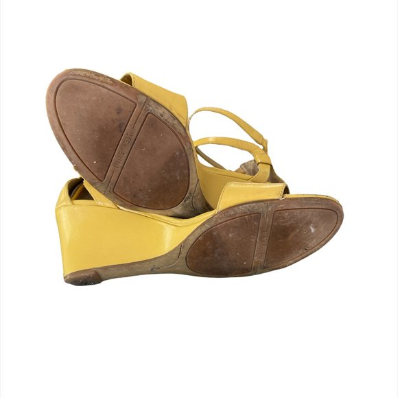 Nine West Leather Small Wedge Heel Sandals - Mustard - Picture 3 of 3
